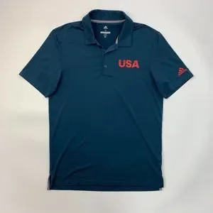 adidas Shirts Adidas Usa Golf Polo Shirt Mens S Small Chalkboard Blue Short Sleeve Stretch Poshmark